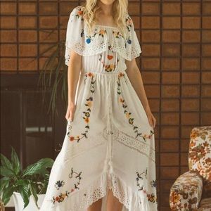 Fillyboo Tambourine Embroidered Gypsy Maxi Dress